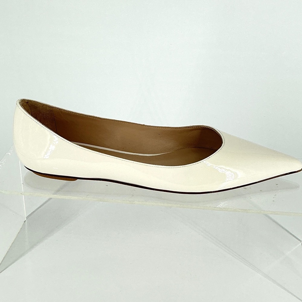 Stuart Weitzman Size 5 Cream Patent Leather‎ Pointed Flats Spain NEW Emilia $395